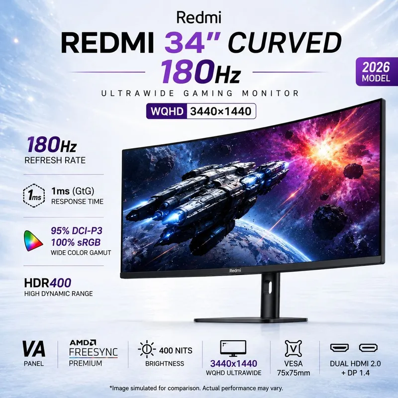 Redmi 34 Curved 180Hz 3440x1440