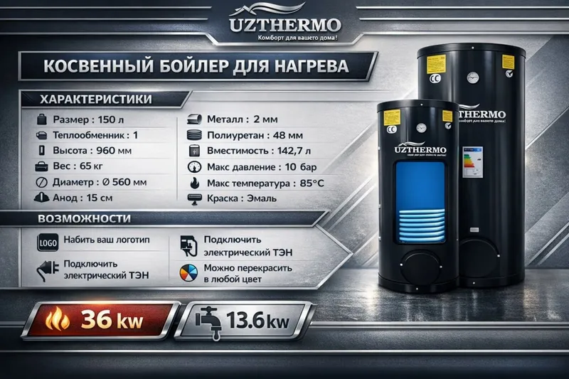 Uzthermo Косвенный Бойлер для нагрева Boyler Suv isitgich Sklad Optom