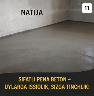 Пена бетон махсулотидан ЛОМБОЗ ва стяжка хизмати ишончли хизмат