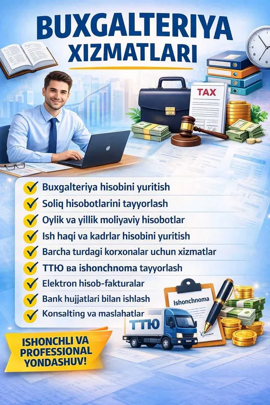 Professional buxgalteriya xizmatlari va soliq maslahati Professional buxgalteriya xizmatlari va soliq maslahati