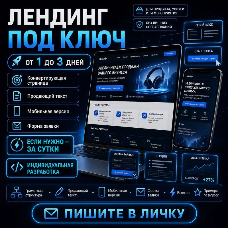 Лендинг под ключ срочно