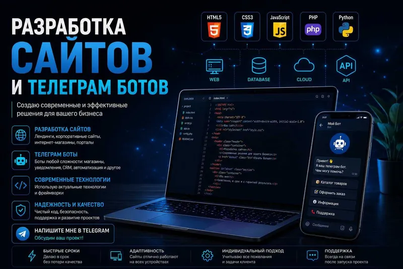 Разработка сайтов и Telegram-ботов под ключ | Быстро и качественно