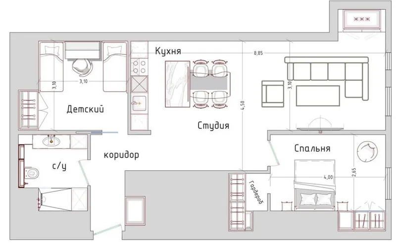 Tashkent City Новостройка Nest One Блок-А 3/7/51, 74м2. Коробка 4 Tashkent City Новостройка Nest One Блок-А 3/7/51, 74м2. Коробка 4