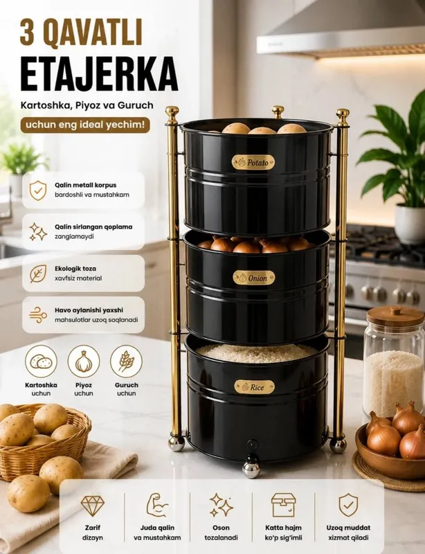 Трехъярусная металлическая корзина. 5