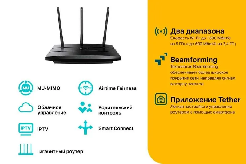 Mesh qo‘llab-quvvatlovchi ikki diapazonli gigabit Wi‑Fi AC1900 routeri 4