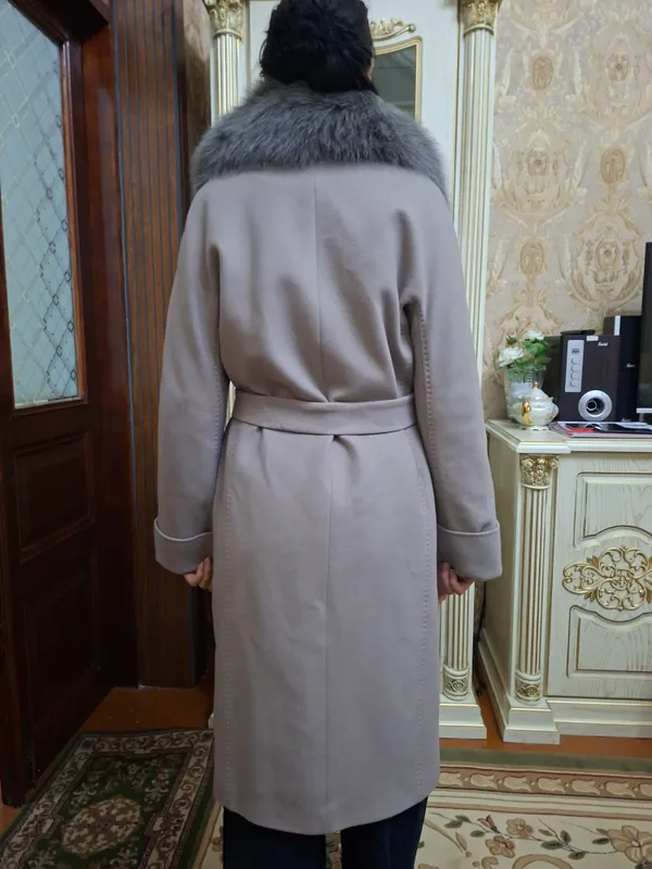 Кашемировое пальто с воротником из норки, Турция, размер 40 3