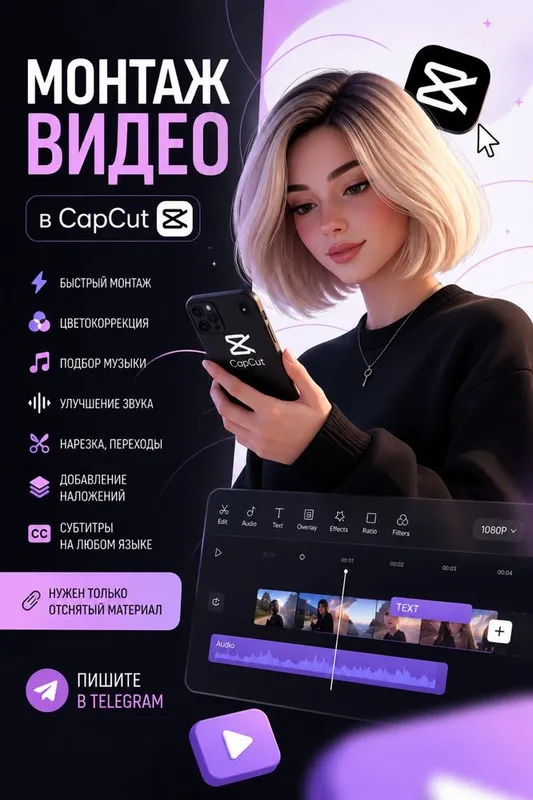 Быстрый и качественный монтаж видео в CapCut, недорого