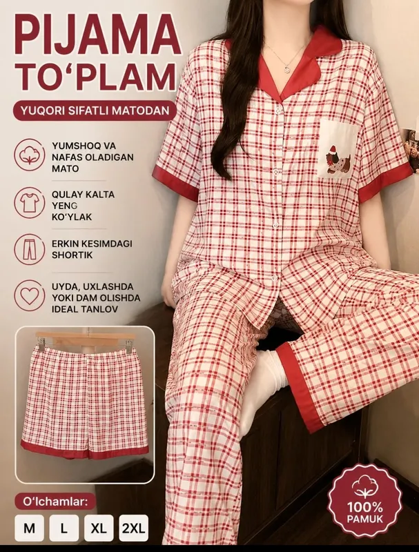 3 in 1 zamonaviy paxta pijama 1