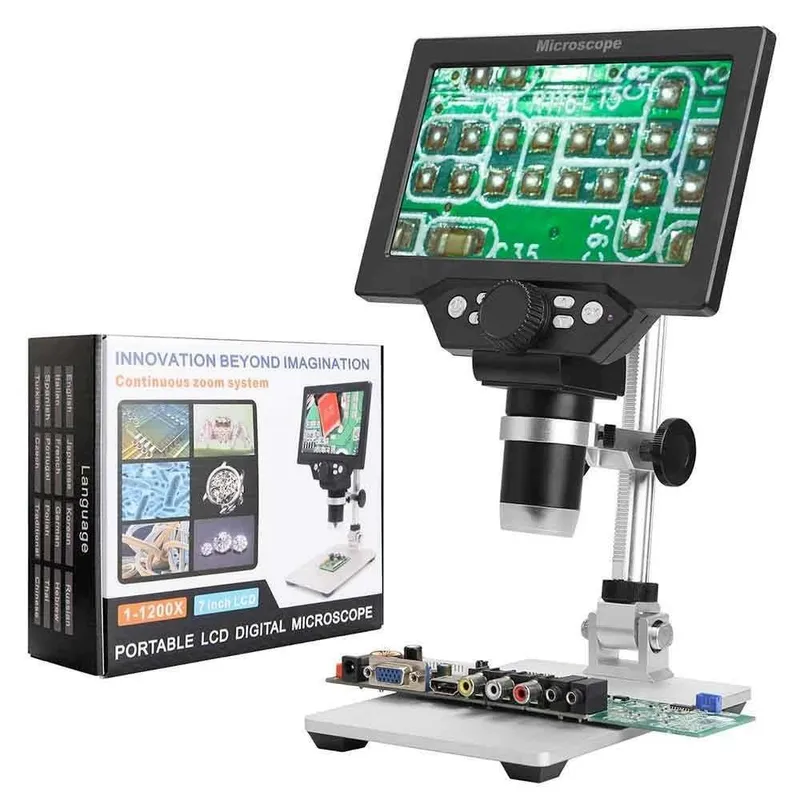 Цифровой микроскоп с LCD экраном 7 дюймов (1–1200X) — фото 1