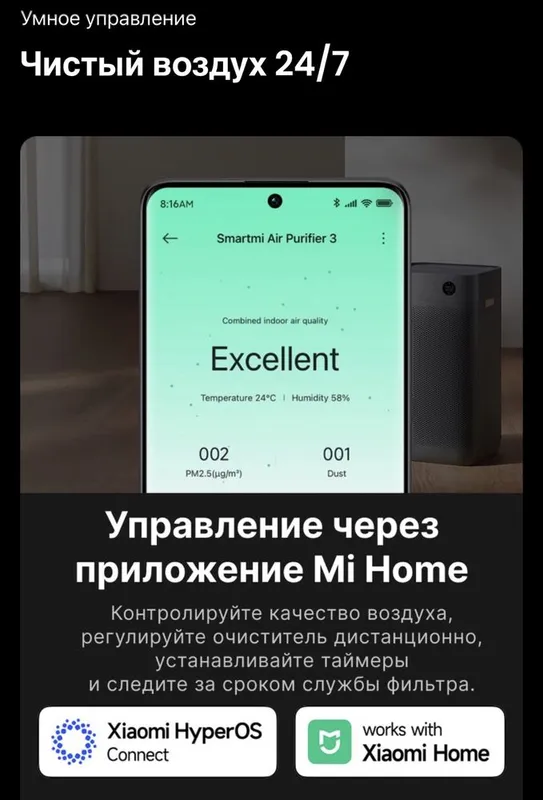 Очиститель воздуха Smartmi air purifier 3(глобальная версия) — фото 6