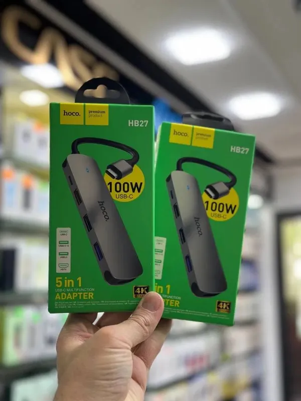 USB Type-C Хаб HOCO HB27 5 в 1, HDMI, USB 3.0, 2×USB 2.0, PD 100W — фото 4