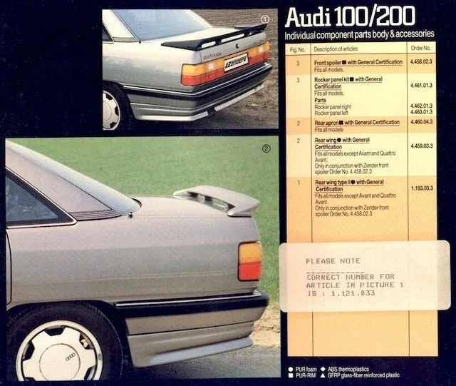 Спойлер Zenber/Votex AUDI 100/ 200/2000/5000 Quattro HECKSPOILER 1 Спойлер Zenber/Votex AUDI 100/ 200/2000/5000 Quattro HECKSPOILER 1