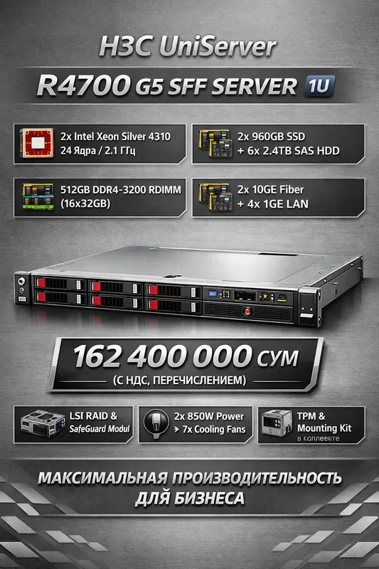 Сервер H3C UniServer R4700 G5 SFF (1U)