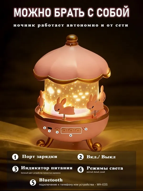 Проектор звездное небо, ночник, светодиодный, вращающийся карусель 2 Проектор звездное небо, ночник, светодиодный, вращающийся карусель 2