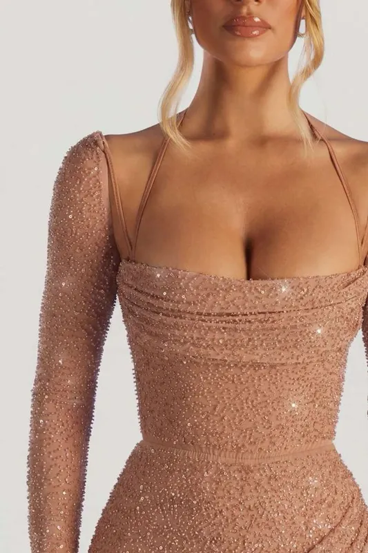 Продаю платье Oh Polly Embellished Cowl Neck Maxi Dress in Nude 3