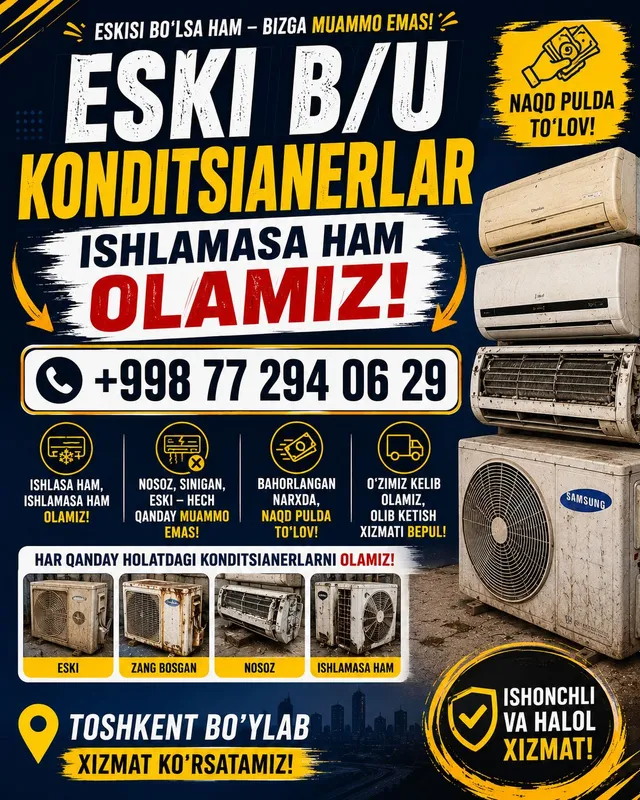 B/u konditsianerlar sotib olamiz
