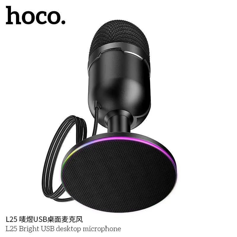 Hoco L25 Bright настольный USB-микрофон с RGB-подсветкой — фото 5