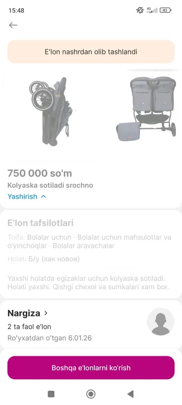 2 tali kolyaska srochna sotiladi 400 ming 2 2 tali kolyaska srochna sotiladi 400 ming 2