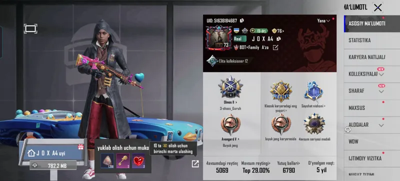 pubg akk sotiladi narx 350 ming 73 level 53 koleks 1 pubg akk sotiladi narx 350 ming 73 level 53 koleks 1