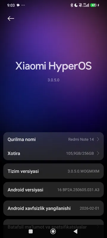 REDMI NOT 14 Xotirasi 8+4 256GB Rangi qora — фото 1