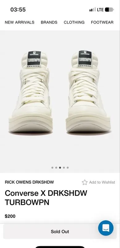 Original Rick Owens Converse TURBOWPN 3 Original Rick Owens Converse TURBOWPN 3