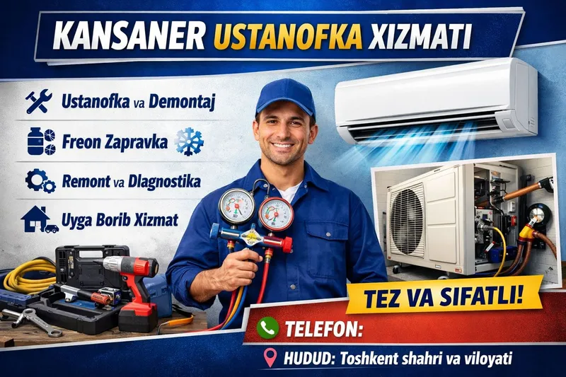Kansaner ustanofka, remont va freon quyish xizmati Kansaner ustanofka, remont va freon quyish xizmati