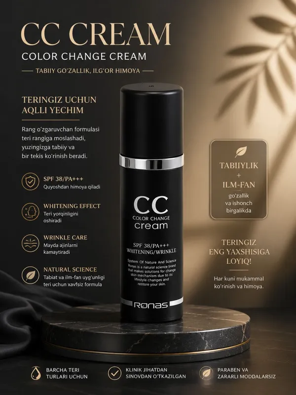 CC koreyski SPF 38+ yuz toniga moslashadi RONAS — фото 1