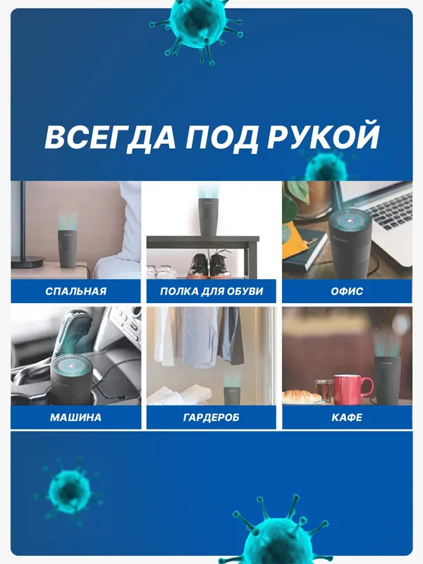Портативный ионизатор очиститель воздуха Panasonic F-GPT01RKF (для авто), защита от вирусов — фото 1