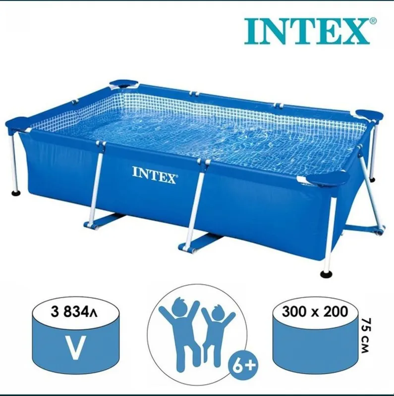 Каркасный бассейн Intex 300x200x75sm MEGA AKSIYA