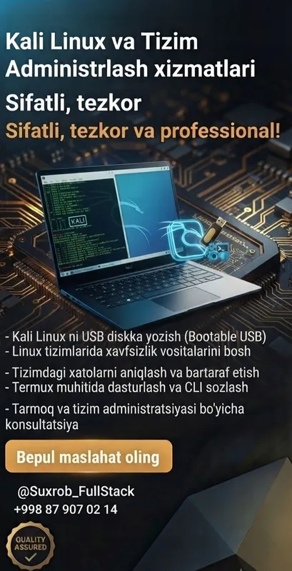 Kali Linux va Tizim Administrlash xizmatlari 3