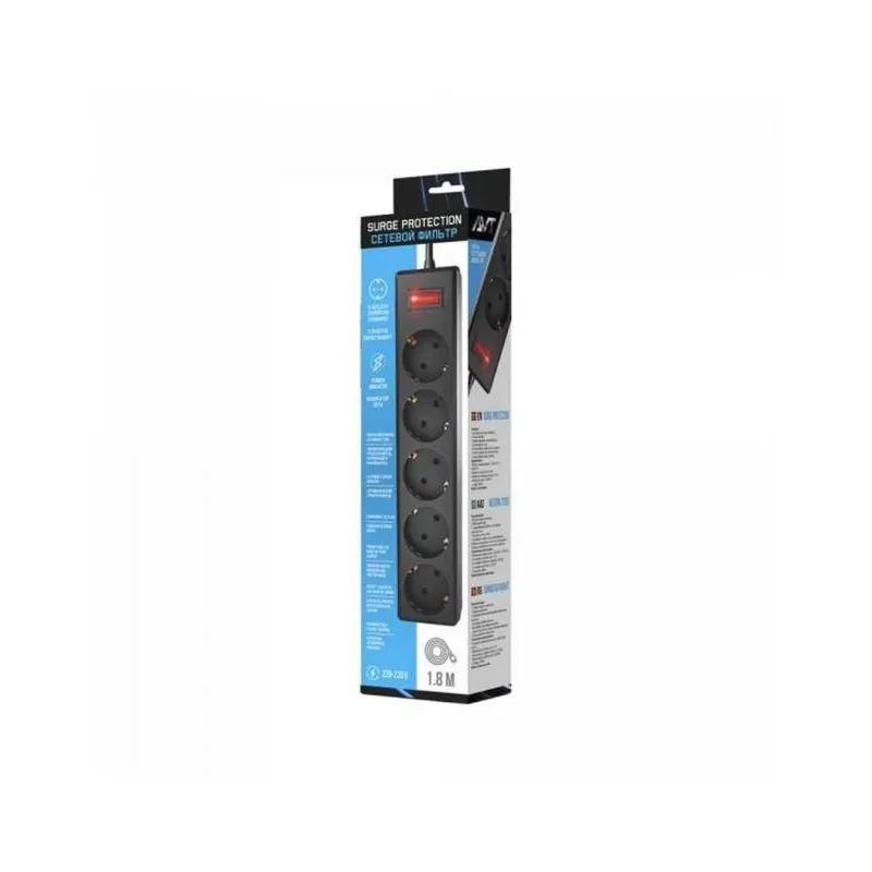 AVT tarmoq filtri / Qora / 1,8 m, 3 m, 5 m / 10 A / 5 dona 1 AVT tarmoq filtri / Qora / 1,8 m, 3 m, 5 m / 10 A / 5 dona 1