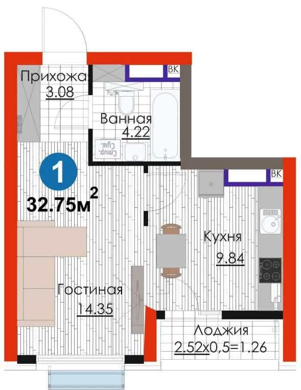 ТОП продаж! КВАРТИРА с ремонтом • 1 комнатная, Яшнабад, Круг Рохат (S) 3