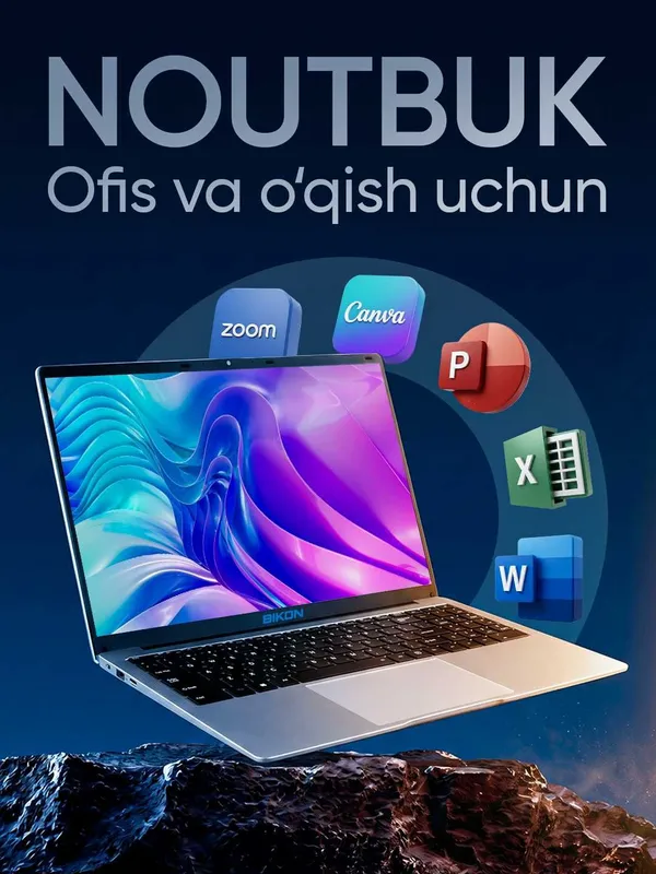 Noutbuk BIKON ofis, uy, o‘qish va ish uchun, Windows o‘rnatilgan 2 Noutbuk BIKON ofis, uy, o‘qish va ish uchun, Windows o‘rnatilgan 2