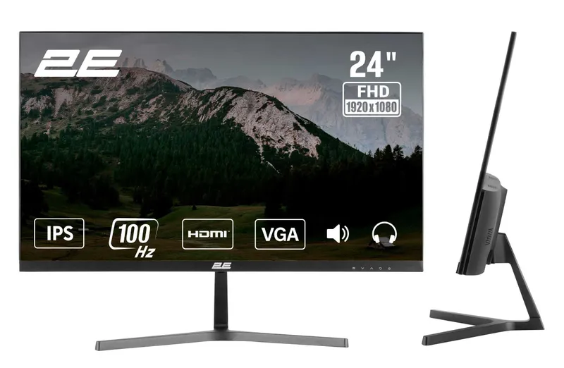 Монитор 23.8″ 2Е D2425B D-Sub, IPS/100Hz, FreeSync, перечисления есть