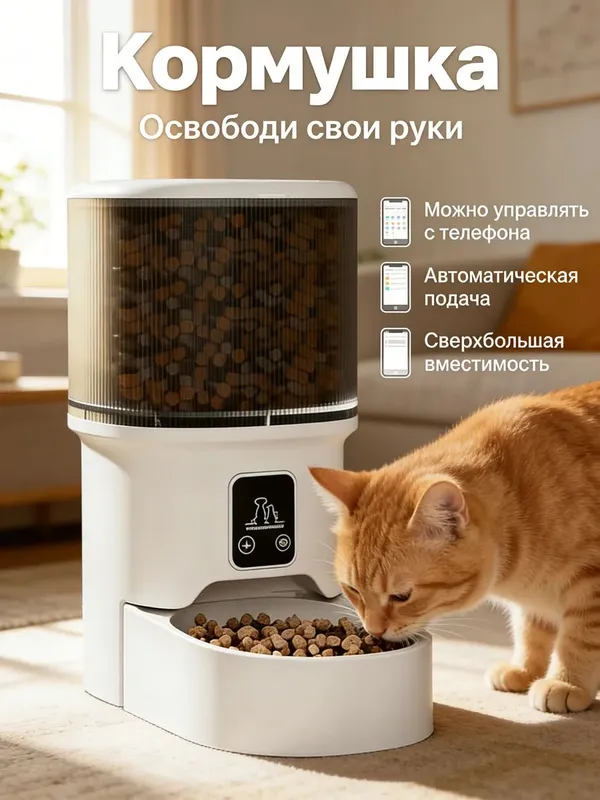 Автоматическая кормушка 4л, Wi-Fi, программируемая 1 Автоматическая кормушка 4л, Wi-Fi, программируемая 1