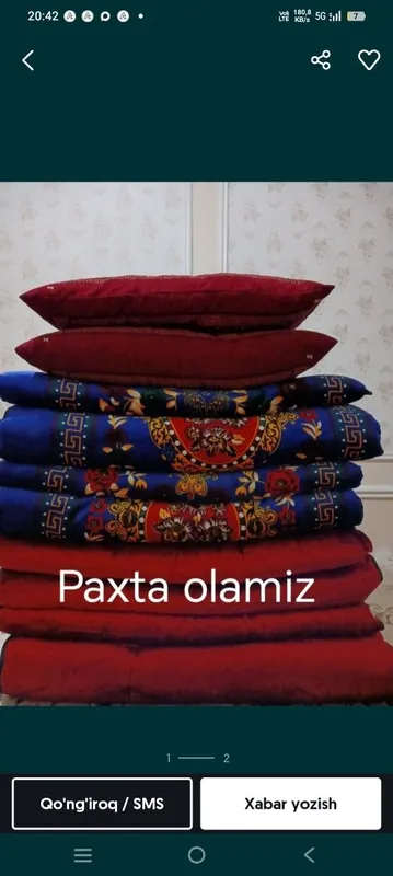 Makalatura metalon paxta ko'rpachalar