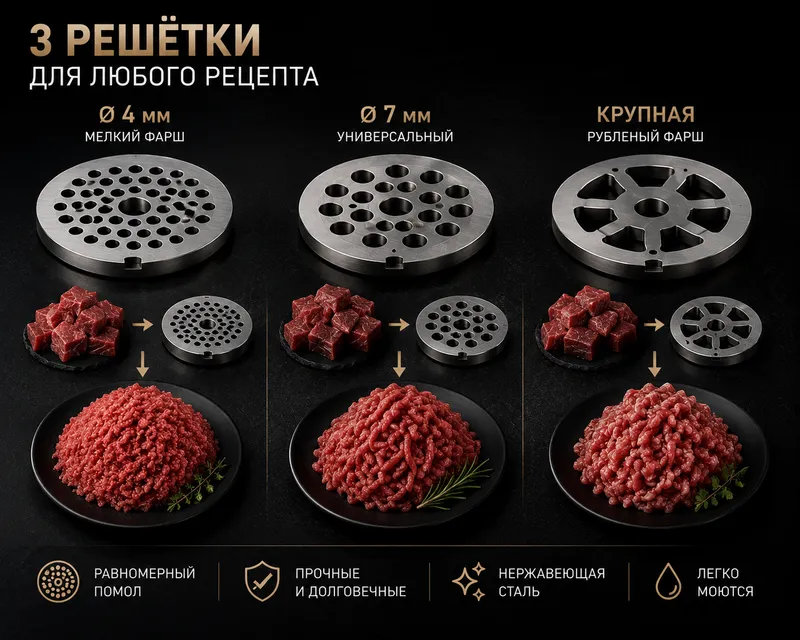 Мясорубка BELTOP Premium, 1800Вт, 100% медная 2