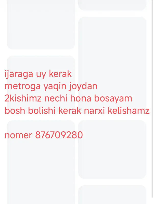 uy kerak ijaraga