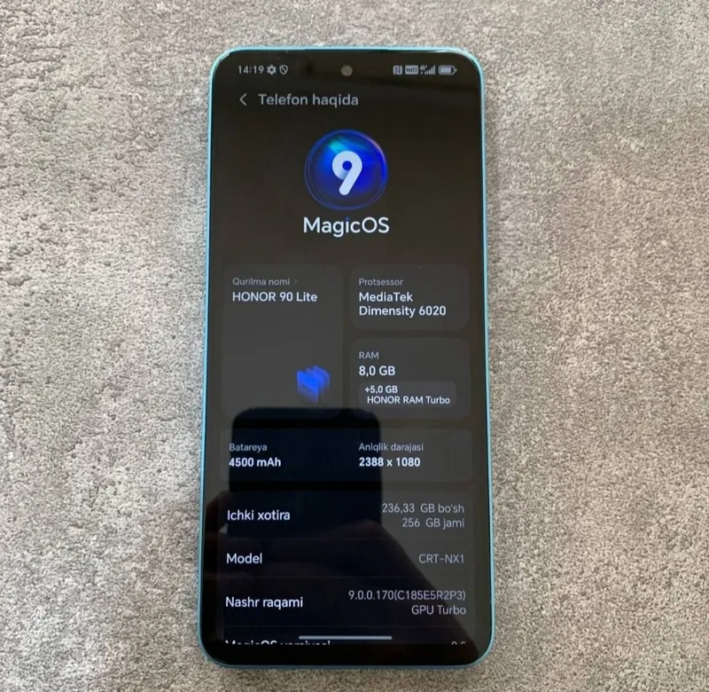 HONOR 90 lite srocni sotiladi 8+5/256 tali
