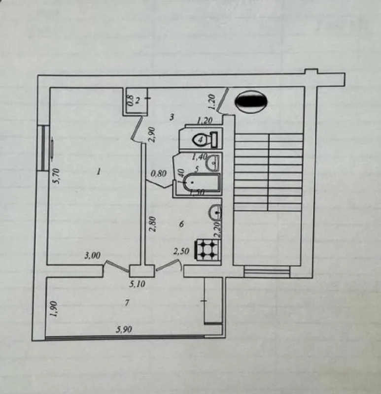 1 xonali kvartira, 42 m2, Yunusobod