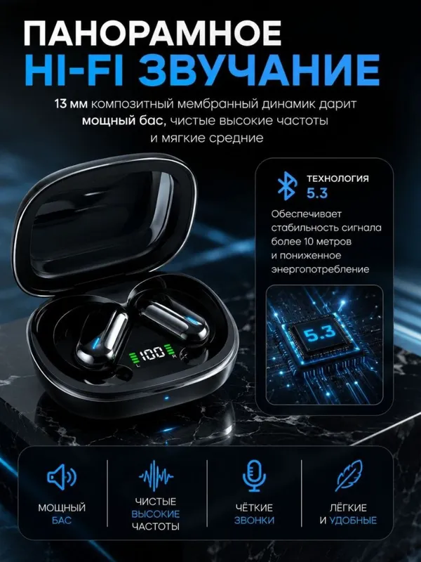 IMENSO ET030 TWS Bluetooth наушники, чёрные/белые 4