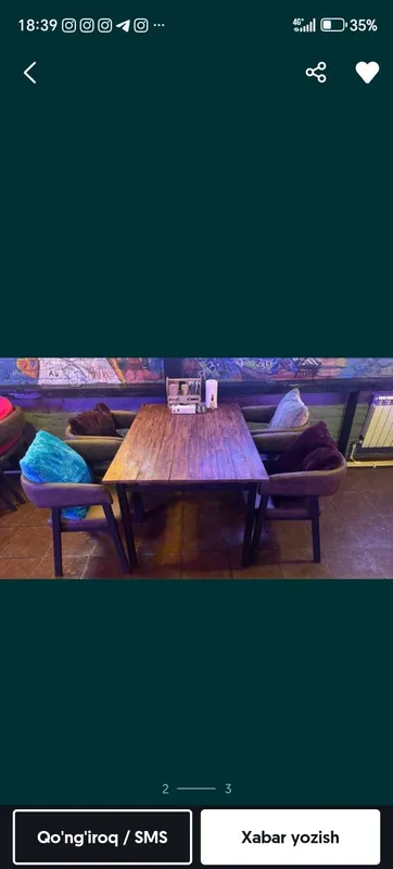 Cafe oshxona uchun stol stul loft materaldan — фото 1