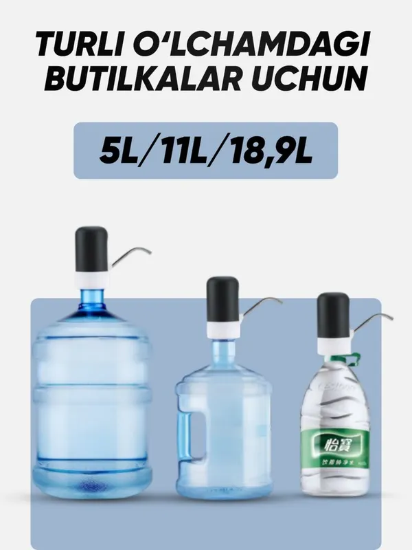 Pompa, 18.9 L, 5L, 10 L yelim idishlardan suv tortib olib beradi — фото 3