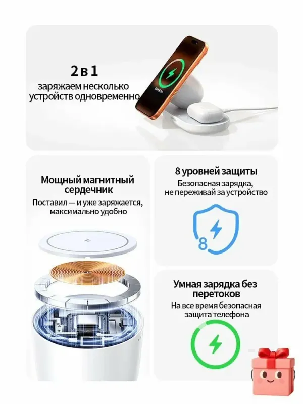 UGREEN 20W 2 в 1 беспроводная зарядка для телефона