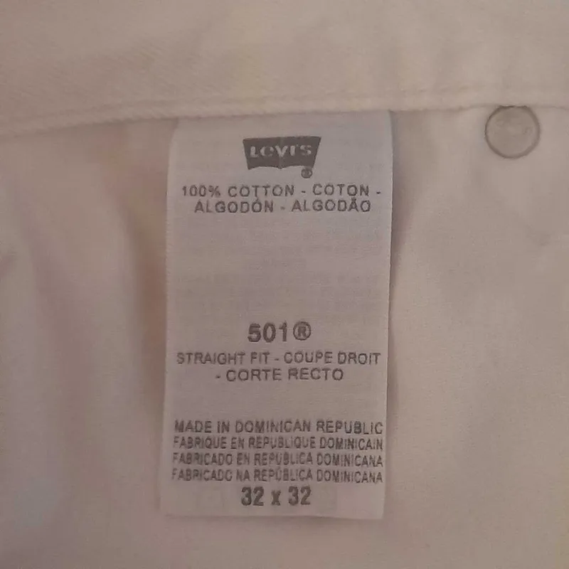 Белые Джинсы Levis 501 / W32 L32 / Made in Dominican Republic — фото 5