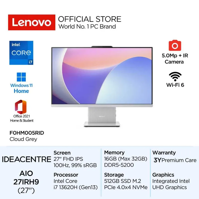 Lenovo IdeaCentre AIO 27IRH9/Intel Core i7-13620H|16GB|512GB SSD|27" 2