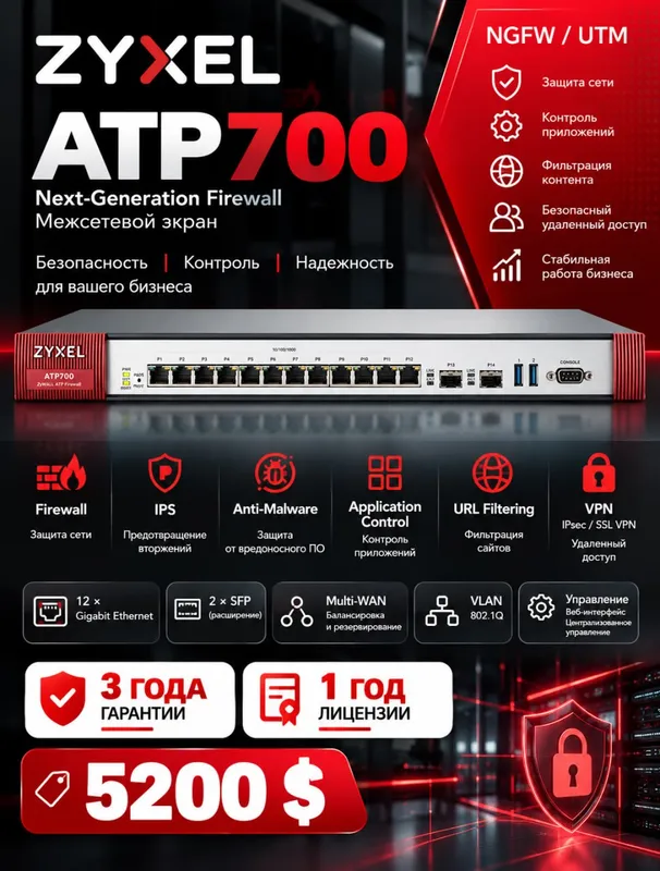 Zyxel ATP700 — NGFW tarmoqlararo ekrani Zyxel ATP700 — NGFW tarmoqlararo ekrani