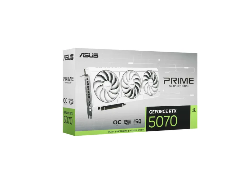 - Видеокарта ASUS Prime GeForce RTX 5070 White OC 12GB GDDR7 4