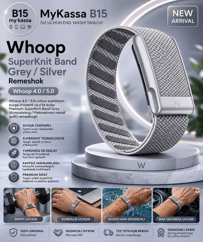 Whoop SuperKnit Band Grey / Silver Remeshok / Dastavka / New Whoop SuperKnit Band Grey / Silver Remeshok / Dastavka / New