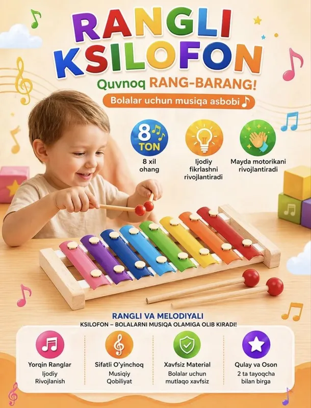 Montessori ksilofon • bolalar uchun rivojlantiruvchi o’yinchoq 1 Montessori ksilofon • bolalar uchun rivojlantiruvchi o’yinchoq 1
